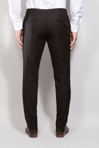 Black Check Tuxedo Slim Fit Suit: Trousers